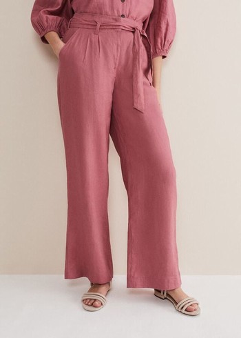 Phase Eight Raven Linen Trousers Rose Australia | WQ1394086